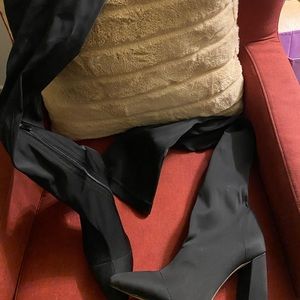 Black knee high booties by Pretty Little Thing NEVER WORN